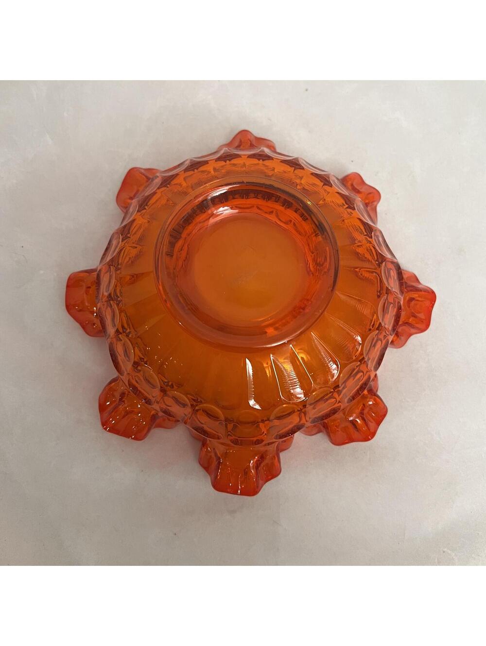 Vintage Orange Ruffled Glass Bowl - A Splash of Sunshine! - Picture 3 of 4